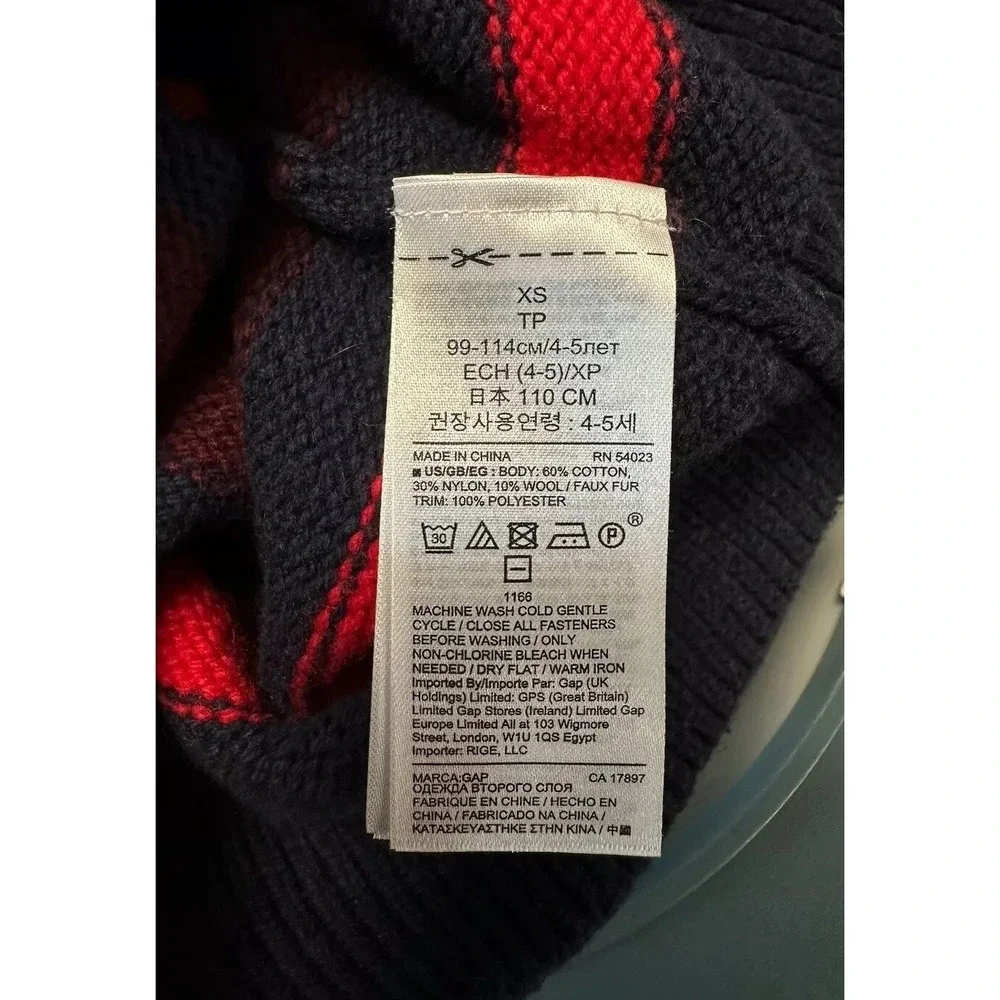 GAP Kids Boys Navy Blue Striped Button Neck Sweater / Boys Size XS‎